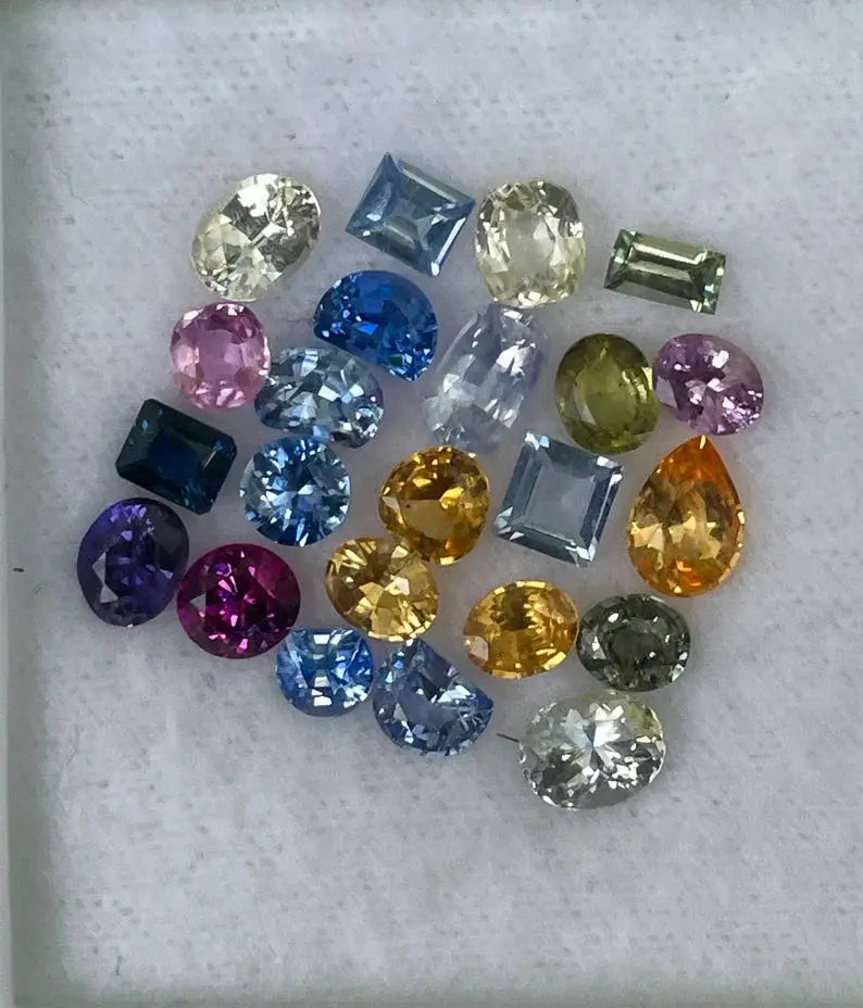 Natural Mix Coloured Sapphires Set of Gemstones gems-756e